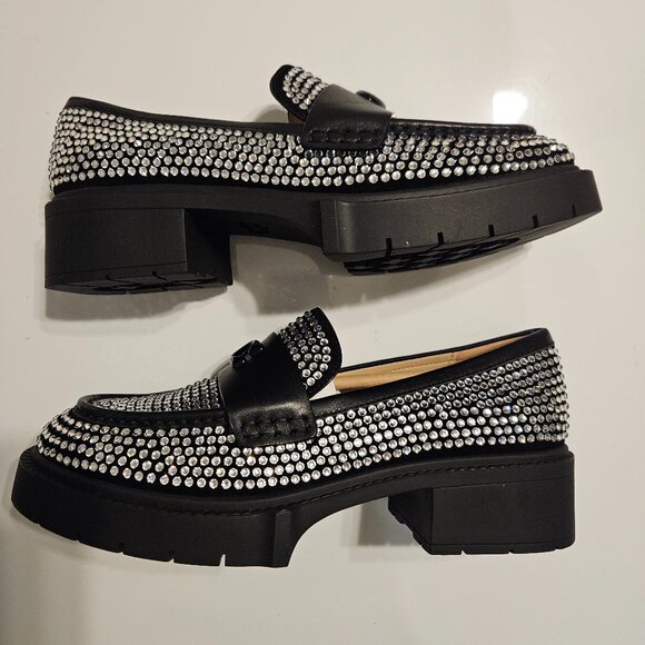 Coach Women's Leah Crystal Platform Lug Loafer Flats Size 8.5 - Picture 2 of 7